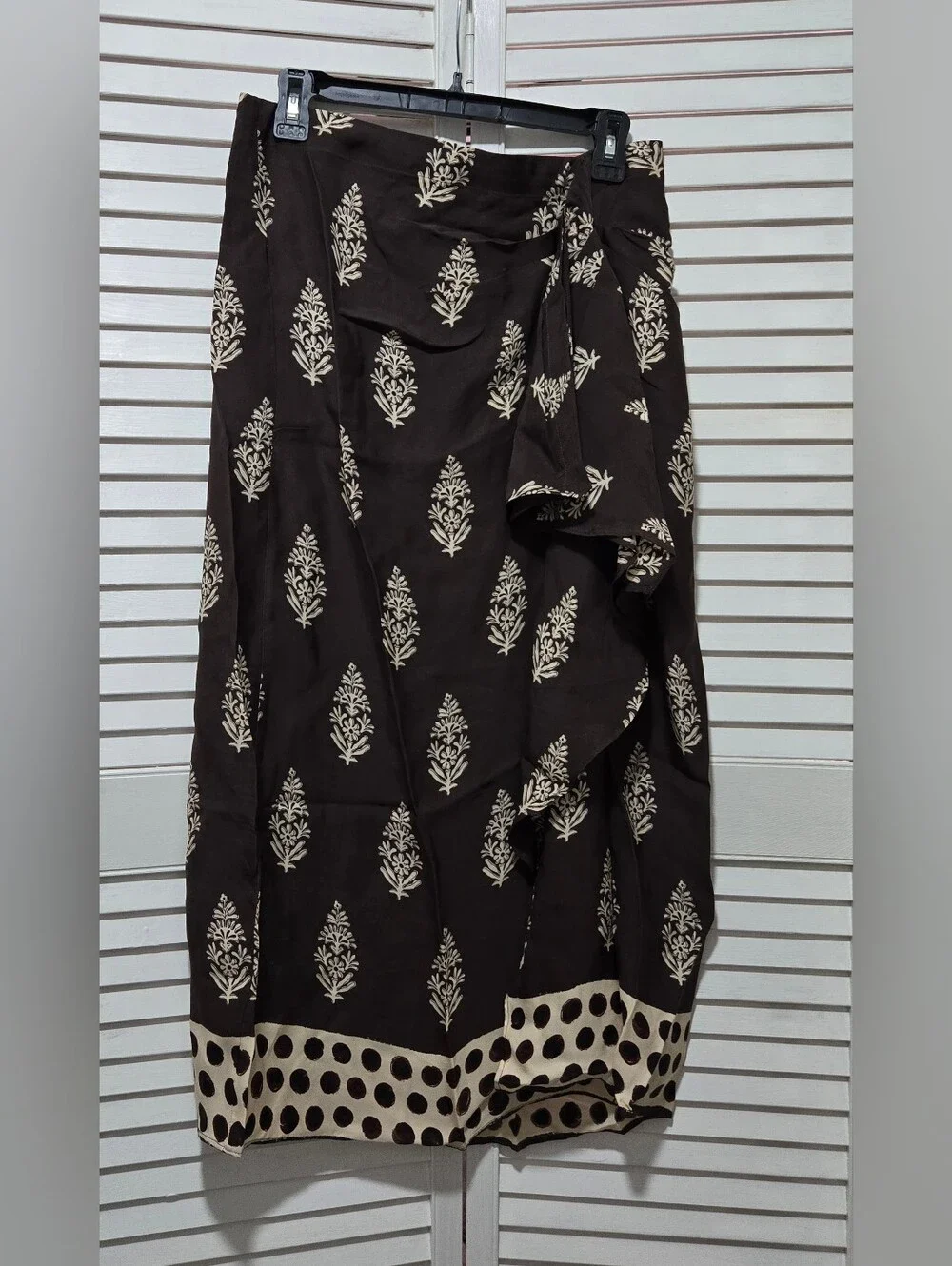 J. Crew Faux Wrap Skirt In Cocoa Block Print Size 8 Nwot